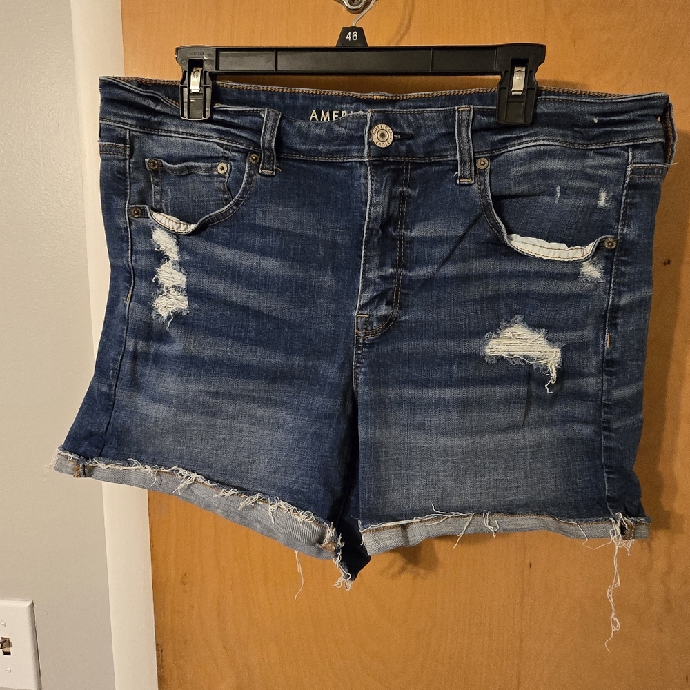 American Eagle Outfitters Women's Distressed Blue Denim Shorts